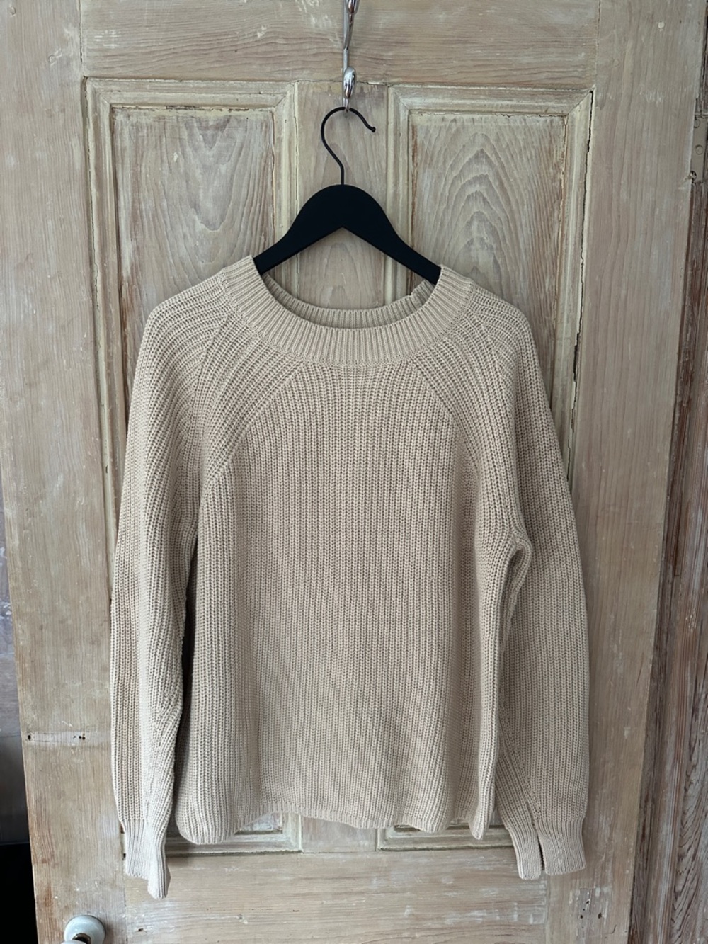 Classic Crewneck Knit Sweater in Beige